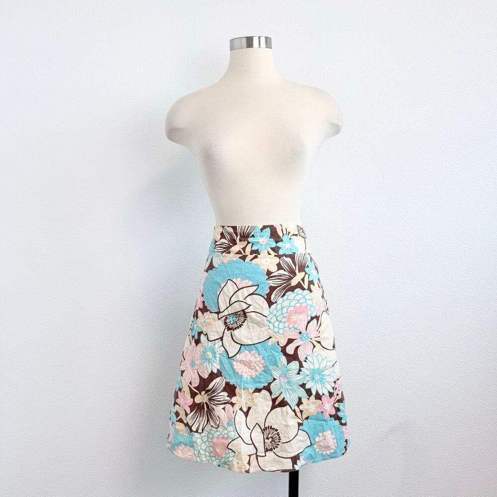 Vintage Love Me Kiss Me White Pink Floral Skirt A Line Medium